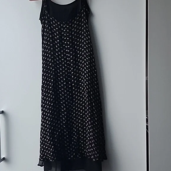 Vintage 90s Cinch Laced Front 100% Printed Viscose Midi Dress - Picture 5 of 8